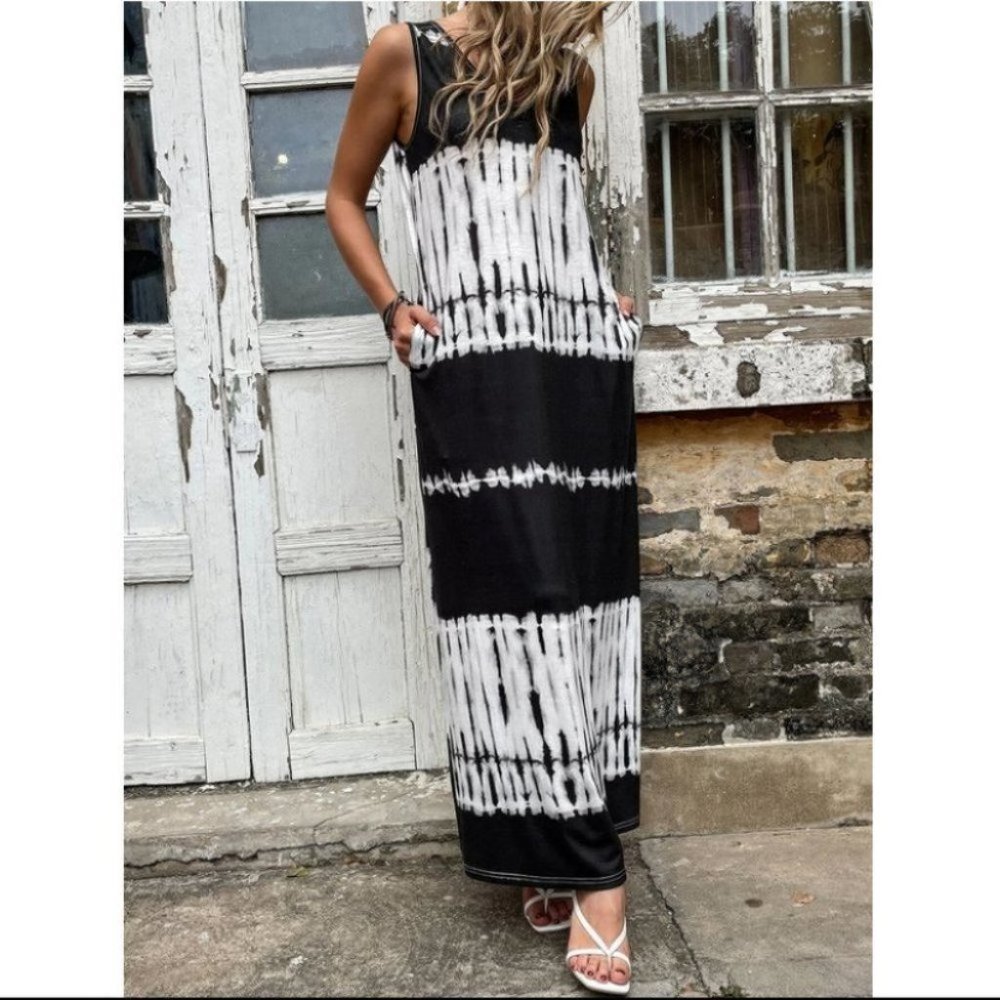 Tank Top Tie Dye Maxi dress with Pockets - Picture 5 of 6